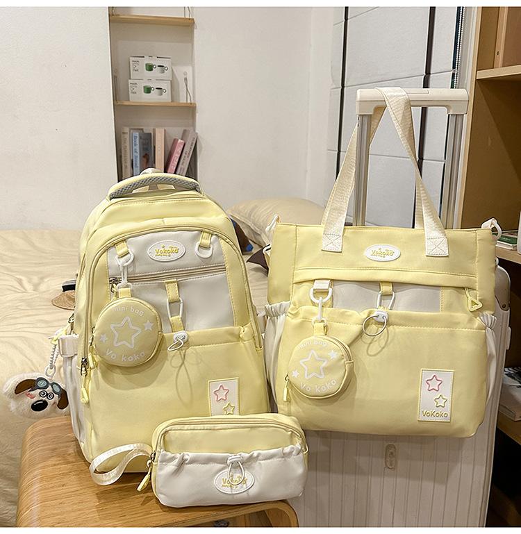 Schoolbag High Value Three-piece Schoolbag Girls Junior High School Students Girls Backpack Ins Large Capacity Primary School Backpack
