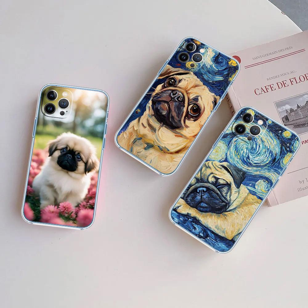CJ90 Pug Dog Transparent Phone Case for LG K22 K30 K40 K40S K41 K42 K50 K50S K51 K51S K52 K61 K62 K71 K92 Q60 Q61 V40 V50 V60