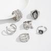 Exaggeration Heart Shape Crystal Rings Set for Women Lips Square Zircon Charm Open Rings Adjustable Fashion Designer Luxury Jewelry
