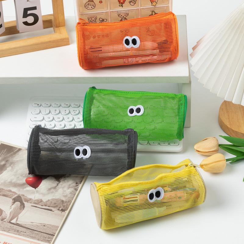 Nylon Cute Pencil Bag With Mesh Design And Spacious Storage For Gift School