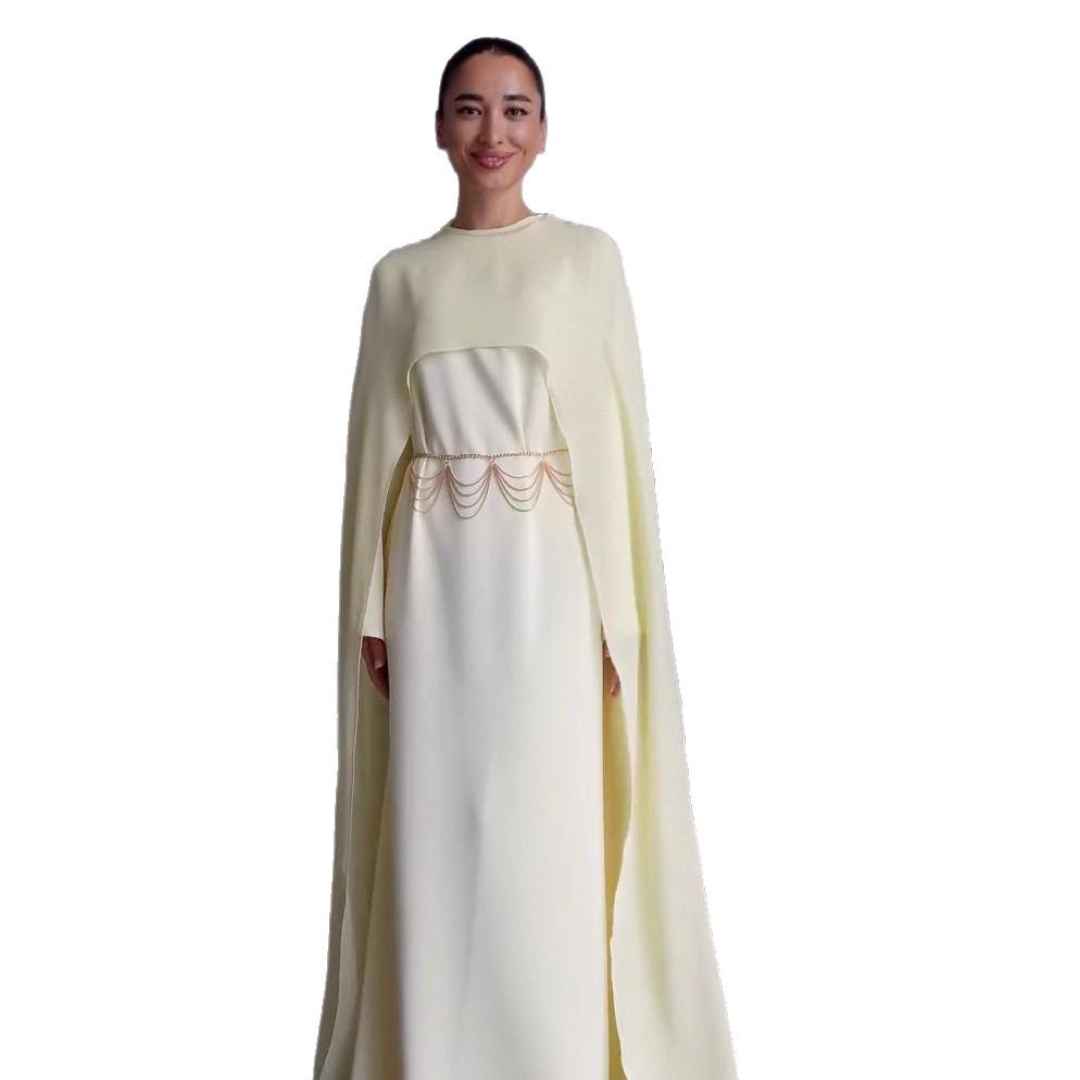 Robe-manteau en maille de laine pour femme Automne 2025 - Col rond, Manches longues, Style polyvalent et mature