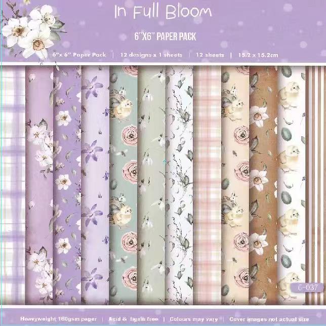 6-inch DIY Photo Album Background Paper - Single-sided, 12 Unique Designs (1 Sheet/Set)