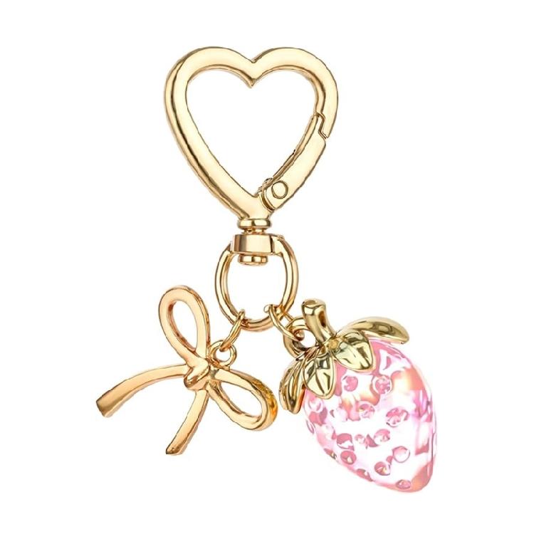 Elegant Strawberry Keychain Charm Pendant Convenient for Women Girls Fashionable Bag Charm with Heart Clasp Designs