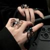 Dunkles Metall Spinnenring Neo-Gotik Punk Mondstein Perlenkugel Ring Für Frauen Modeschmuck Party Zubehör