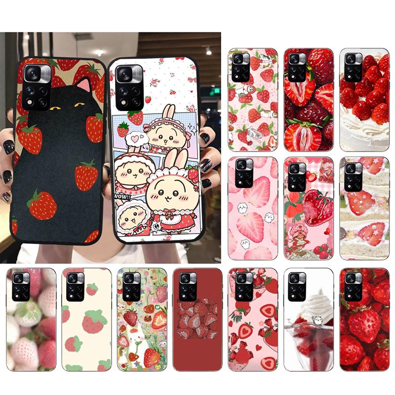 Phone Case For Xiaomi Poco C71 15T 14T Pro Redmi Note 15 14 14 13 Pro Redmi A5 15C 13C Strawberry Cat Cartoon