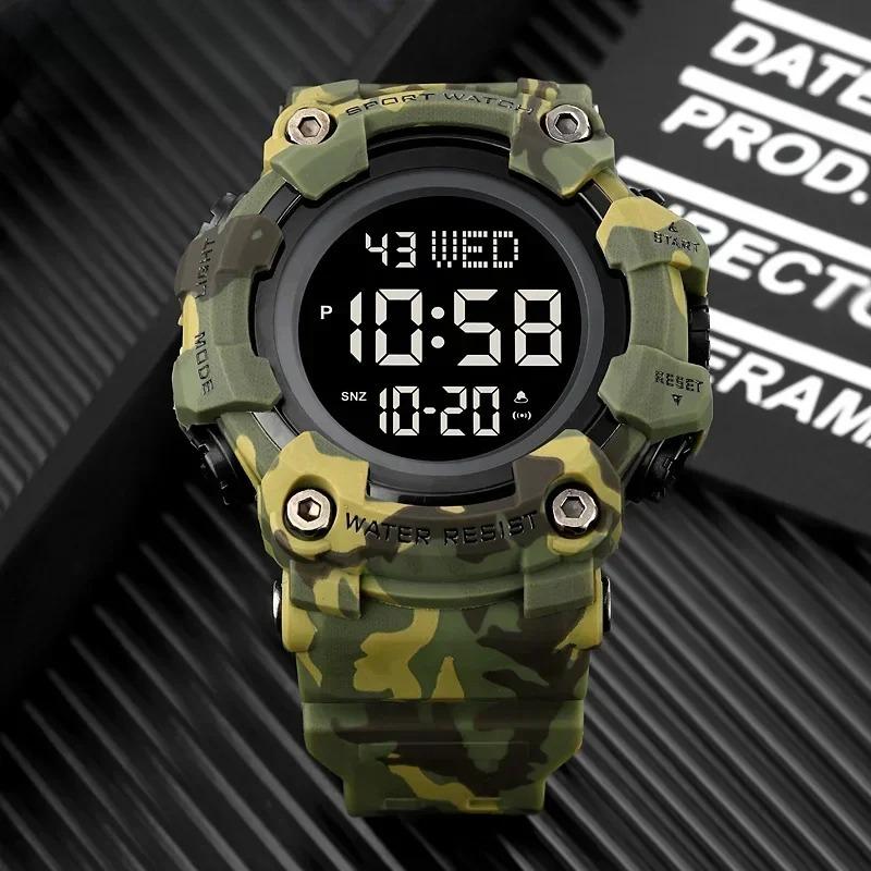 1968 Luxury Digital Stopwatch Military Alarm Clock LED Display Waterproof Wristwatch Sport Watch for Men Reloj Hombre