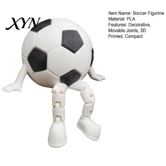 Classic Football Pattern Ornament 3D Printed Soccer Ball Buddy Figurine with Articulated Legs, Decorative Sports Collectible, Tough Material