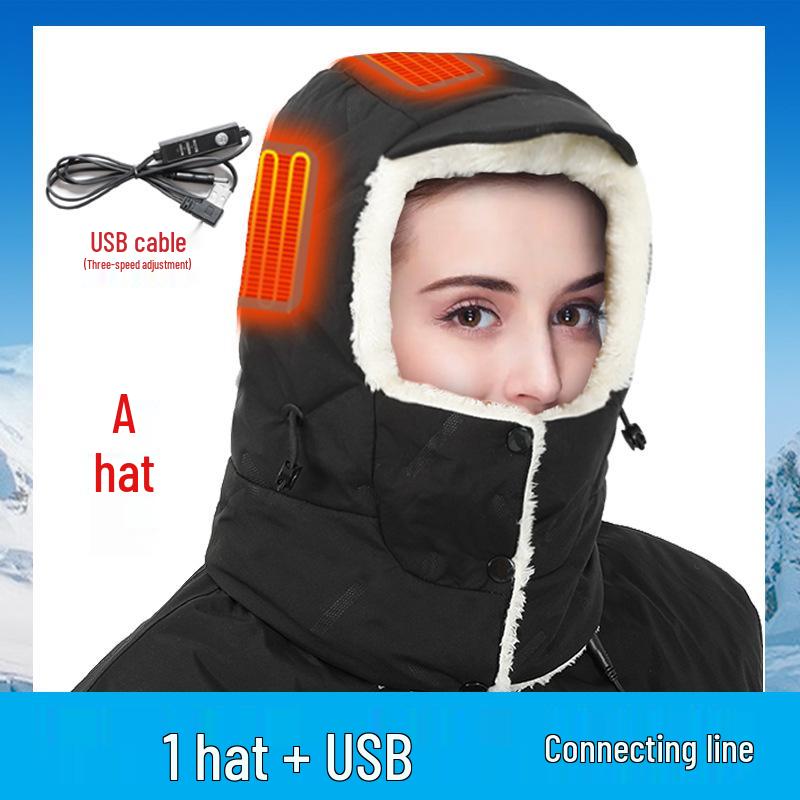 Electric Heated Hat - Smart Plus Velvet & Cotton Cap for Outdoor Cycling & Fishing Warmth