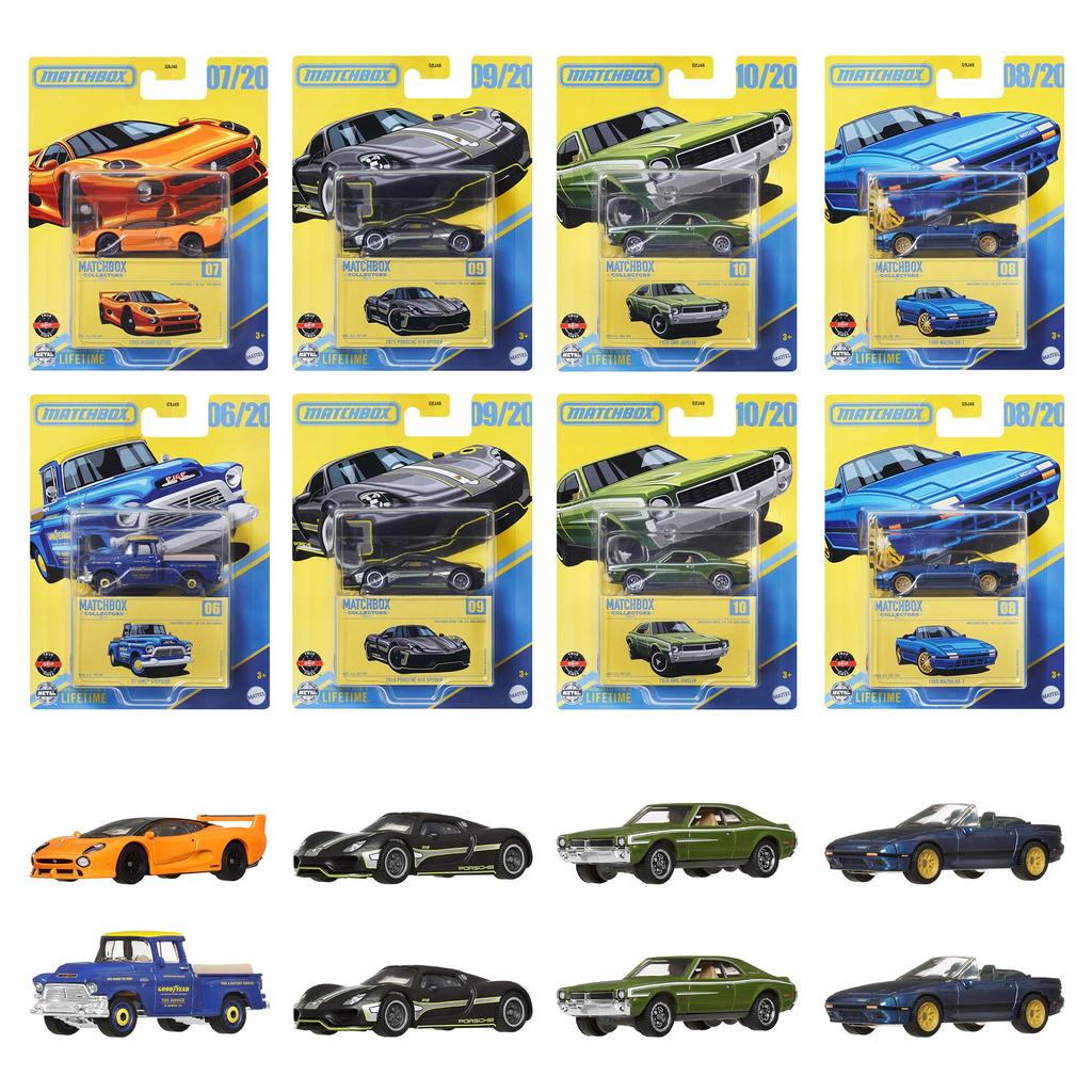 Matchbox Assortment of Vehicle Miniature Box Ages Collector's Toys, Cars, 8-Piece Set, 3+, Multi-Purpose, 987B-GBJ48