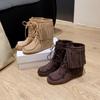 Botas de Moda Vintage Invierno Marrones Botas Maillard Botas Casuales con Flecos