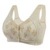 Grey Floral Print Front Closure Wireless Bra for Plus Size
