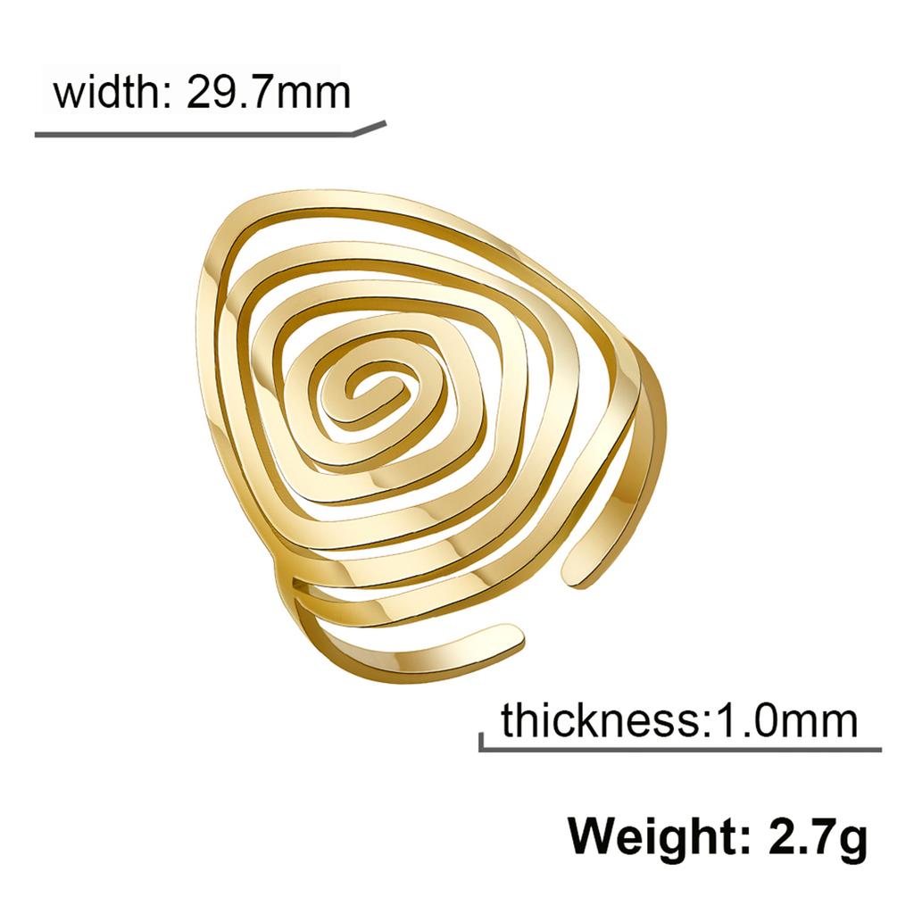  Adjustable Spiral Rings for Women Stainless Steel Twist Exaggerated Geometric Swirl Ring Punk Jewelry Birthday Gift