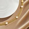 Chic Mesh Strap White Shell Bracelet,Gold Plated Stainless Steel Women's Bracelets,Fashion Waterproof Jewelry Gifts