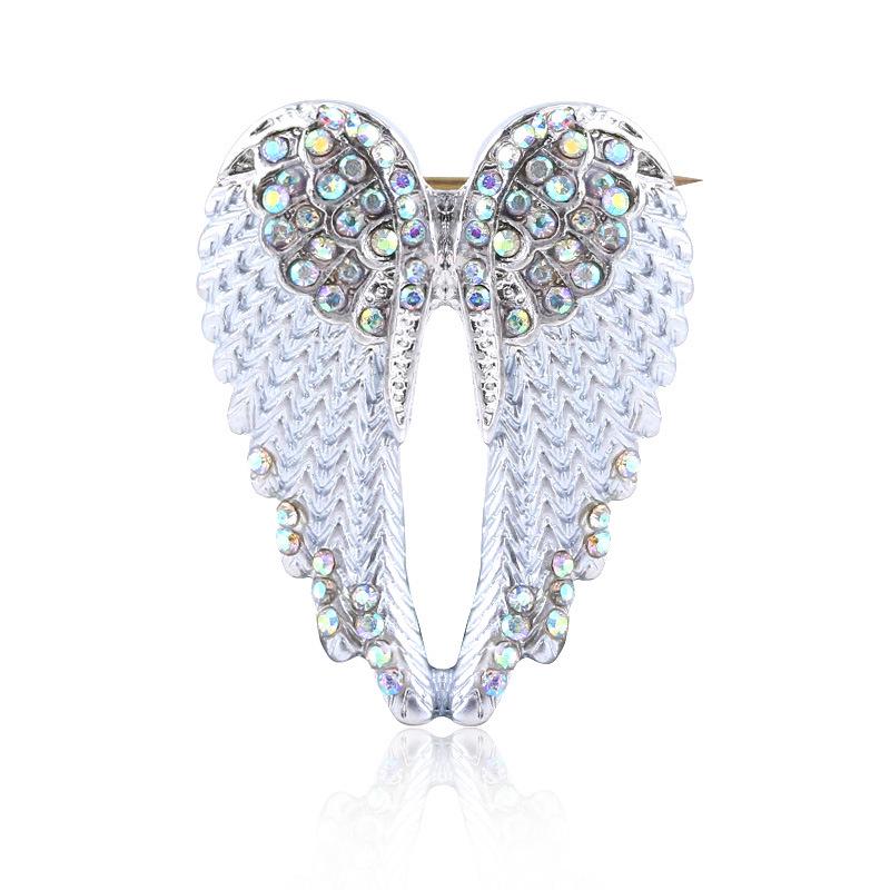ZRM Fashion Angel Wings Creative Guardian Angel Wings Brooches Pin Rhinestone Crystal Diamante Jewellery Ladies