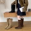 [sheii Su Yinyin] Korean Drama Heroine~ Korean Small Gold Buckle Medium and High Boots Long Boots Female Knight Boots