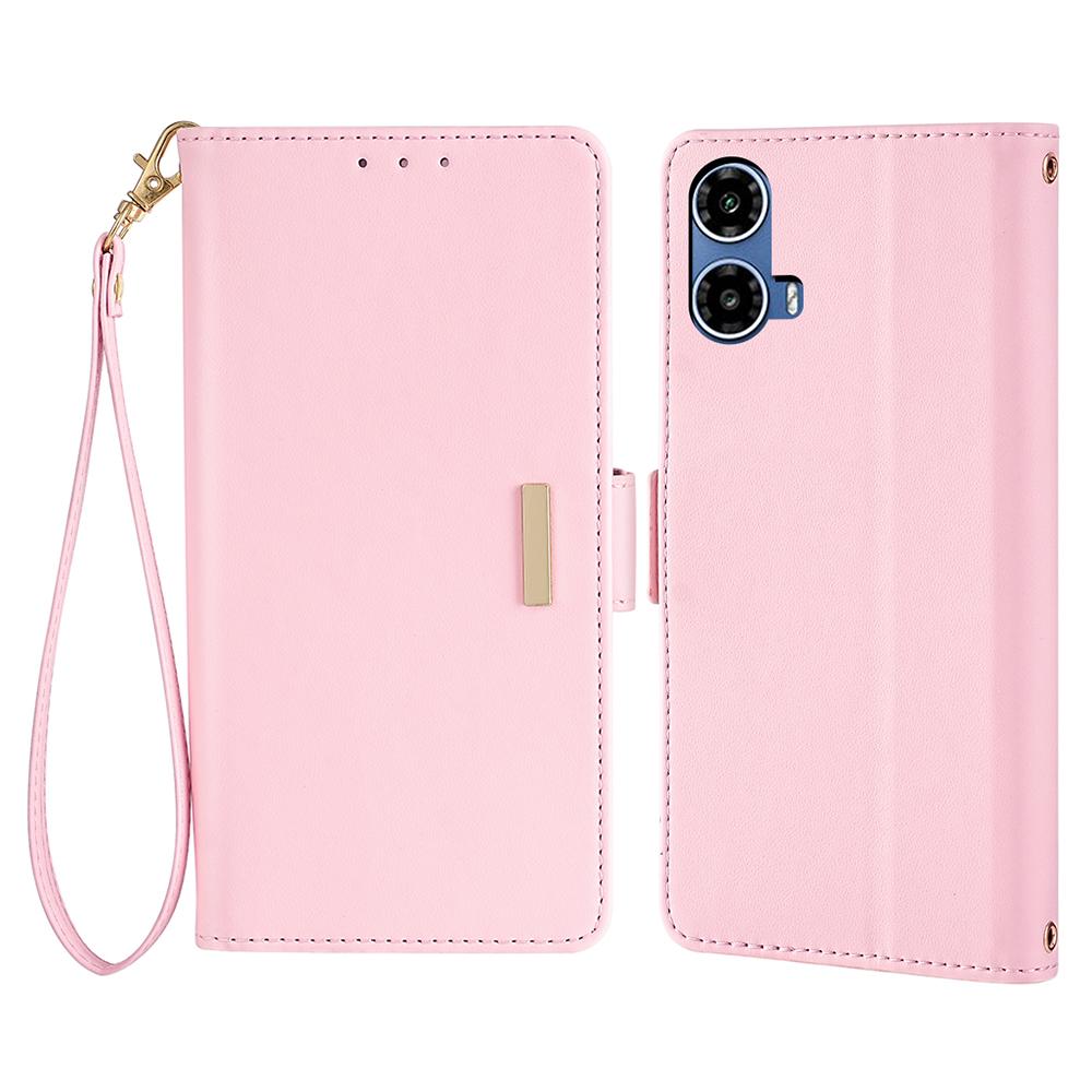 For Motorola Moto G34 5G Leather Wallet Case RFID Blocking Stand Cover with Hand Strap