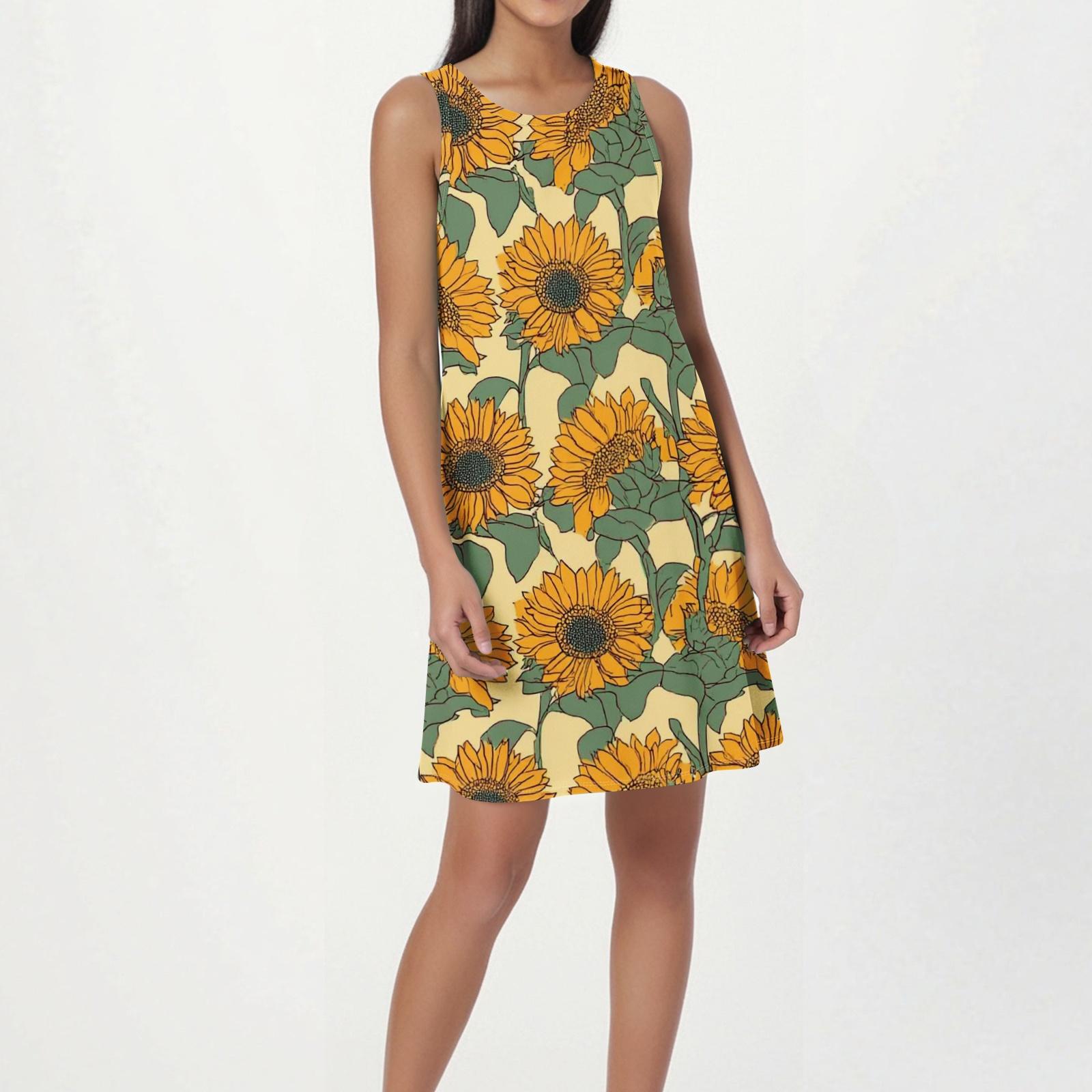 

Summer Dresses for Women 2026 Sleeveless Sundresses for Women 2026 Relaxed Fit Floral Print Summer Dress Casual Summer Dresses for Women XXL