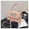 Spring Fashion Retro Butterfly Knot Shoulder Bag Street Style Pu Handbag Black White Pink Green