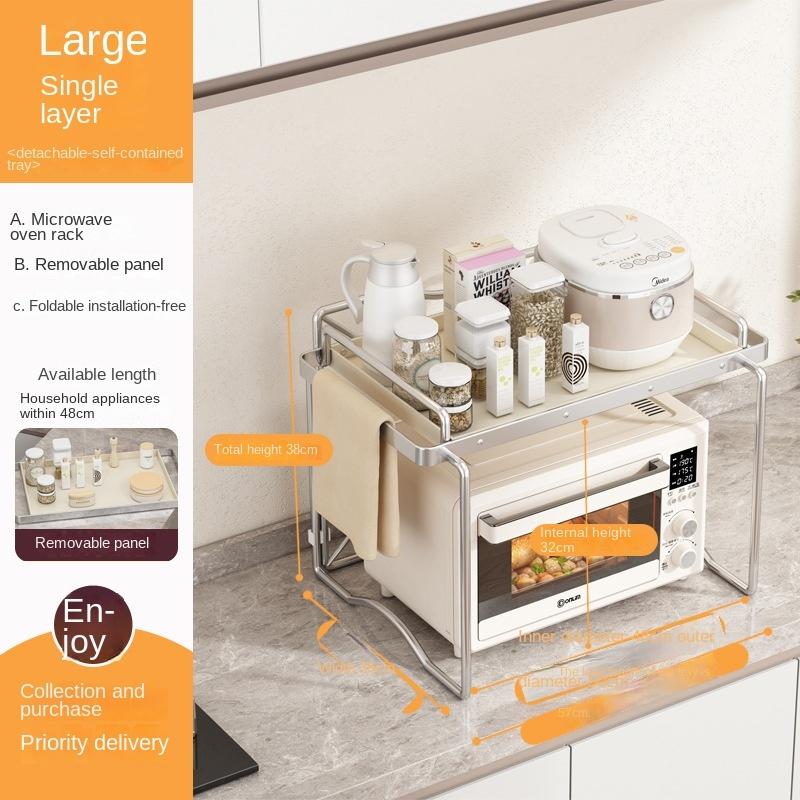 Moderne, einfache Ins-Küche, Edelstahl, Mikrowellenherd, Metallregal, Tischplatte, Ofengestell, Öl, verschleißfest, großer Raum