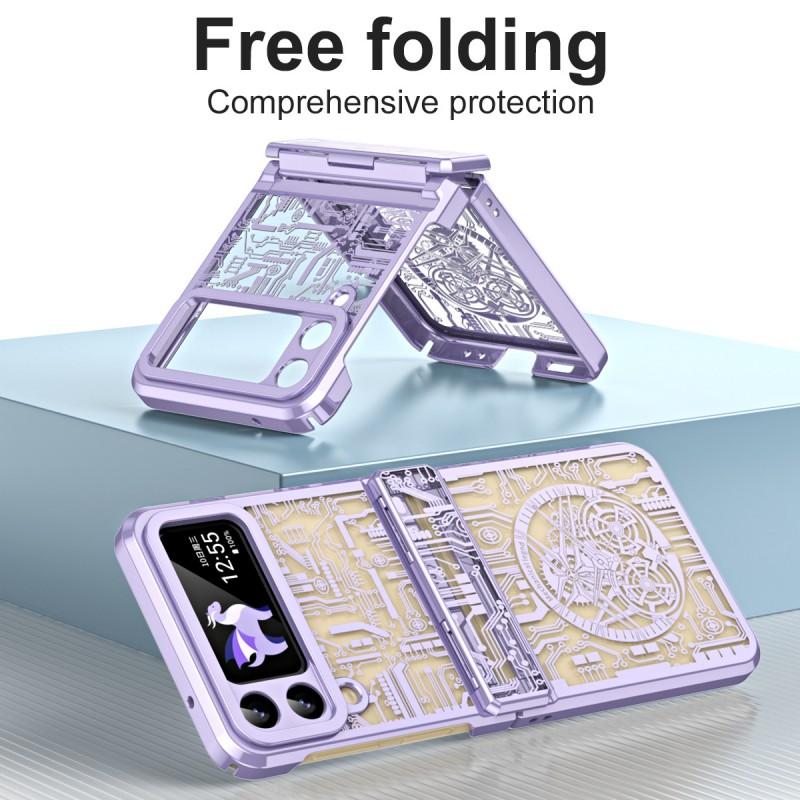 Flip4 Flip3 Foldable Phone Case Mechanical Plating Transparent Hinge Full Body Shockproof Protective Cover