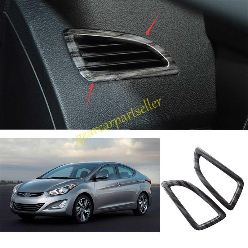 For Hyundai Elantra 11-2016 Black Wood Grain Dash L&R AC Air Outlet Vent Trim