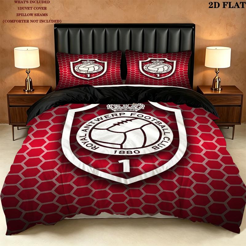 Royal Antwerp Fc Pattern Bedding uilt Set uilt Cover Pillowcase Home Decoration Birthday Gift (1 * duvet cover + 2 * pillowcase without core)