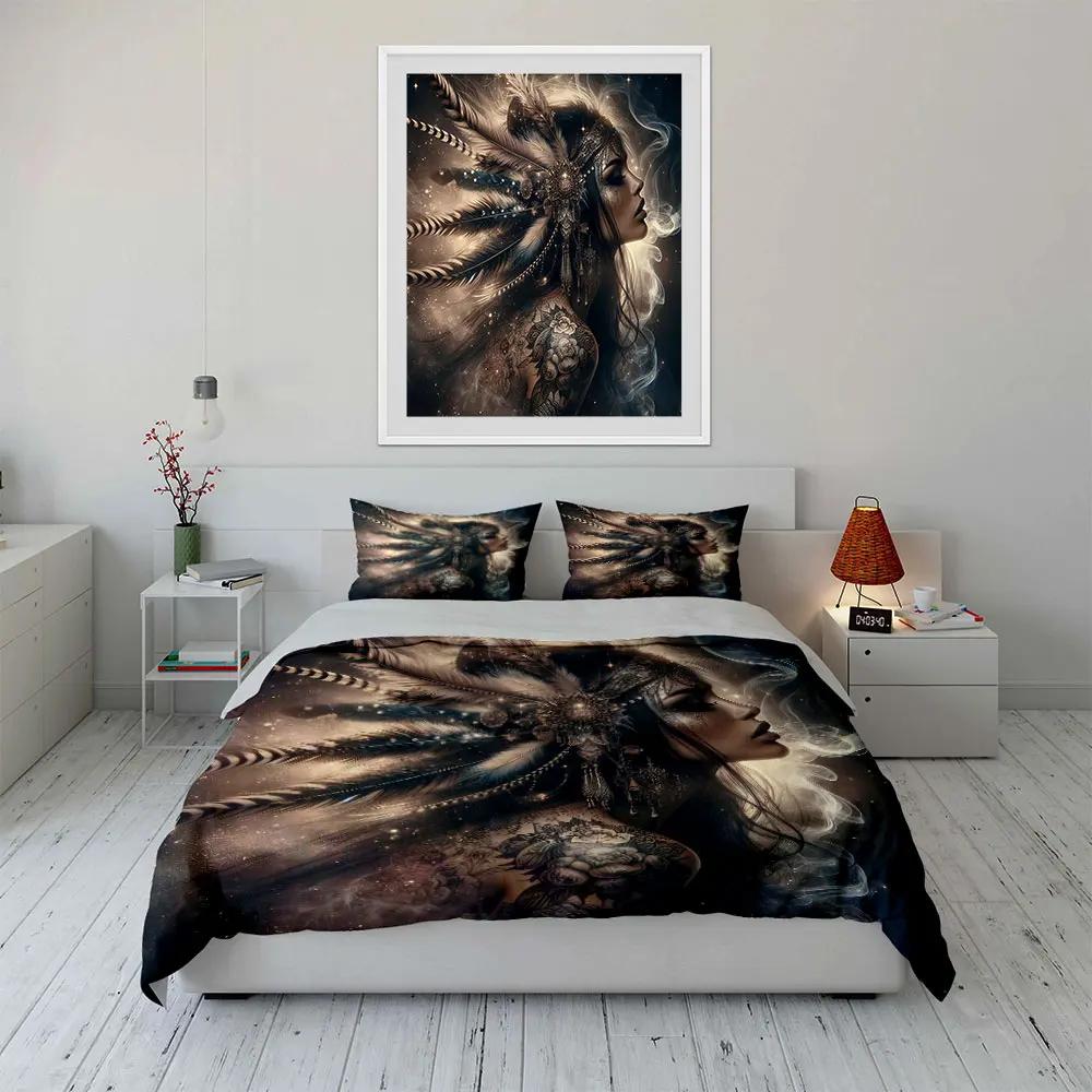 "Bohemian Feather Art Decor Set" Soft Comfortable Duvet Cover Bedding Set Included 1*Duvet Cover & 2*Pillowcases, gift