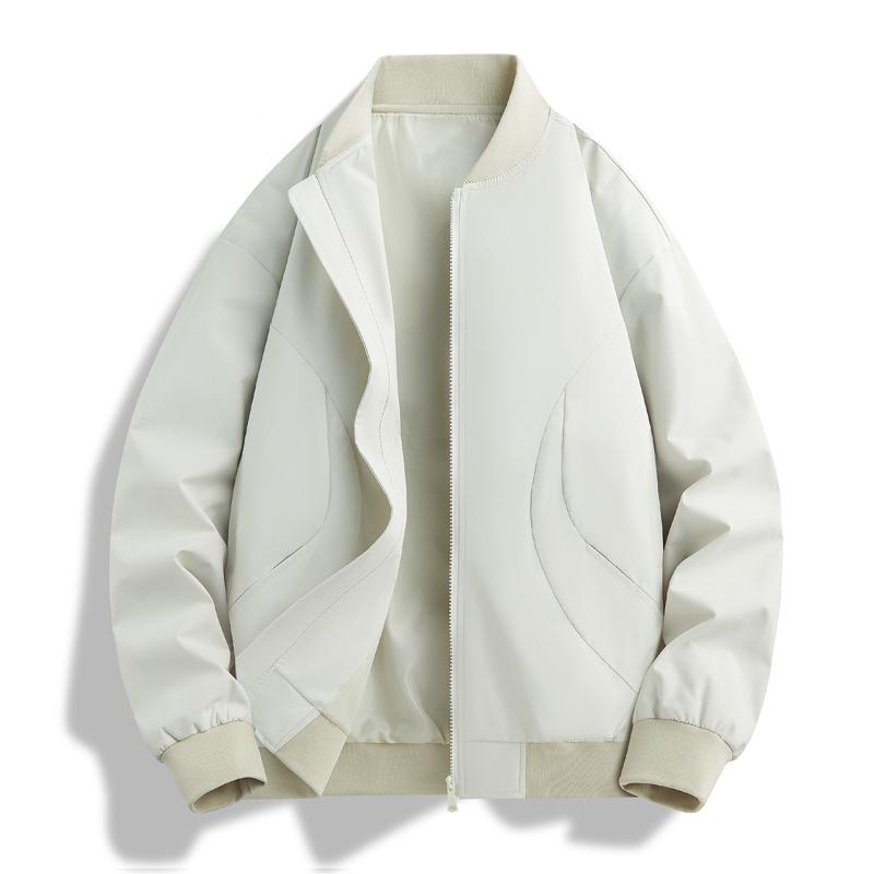 Men's Trendy Solid Color Loose Baseball Jacket for Spring & Autumn - Versatile Couple Outerwear