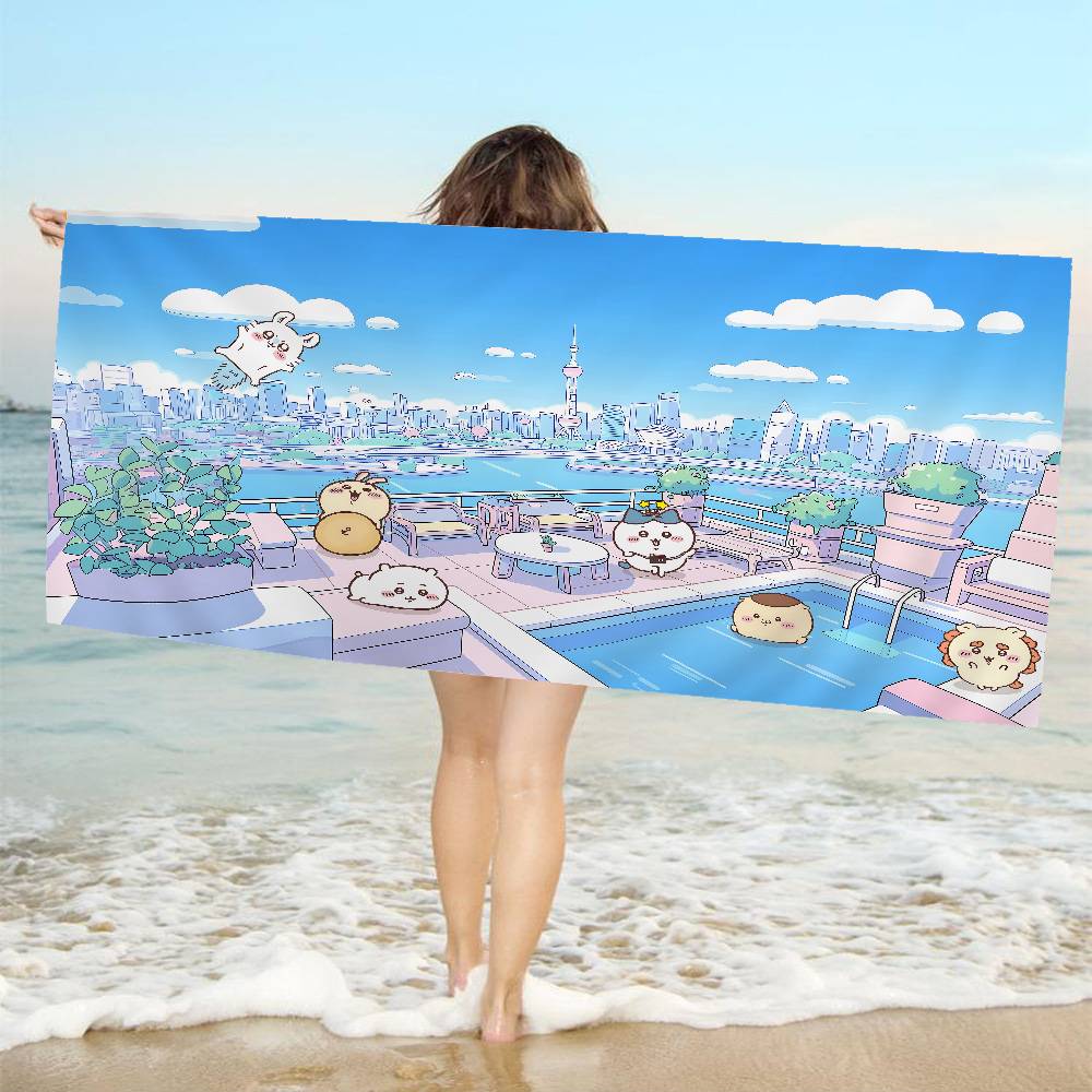 Cute Cartoon C-ChiikawaS Anime Beach Swimming Towel Soft Absorbent Washcloth Children's Gifts for Kids Travel Camping Gym