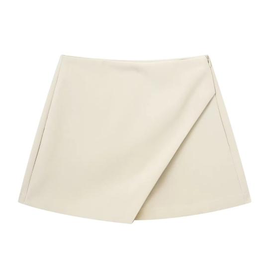

Женские шорты, юбка с высокой талией, однотонная, асимметричная, мягкая, дышащая, трапециевидная, с защитой от воздействия, на скрытой боковой молнии L бежевый