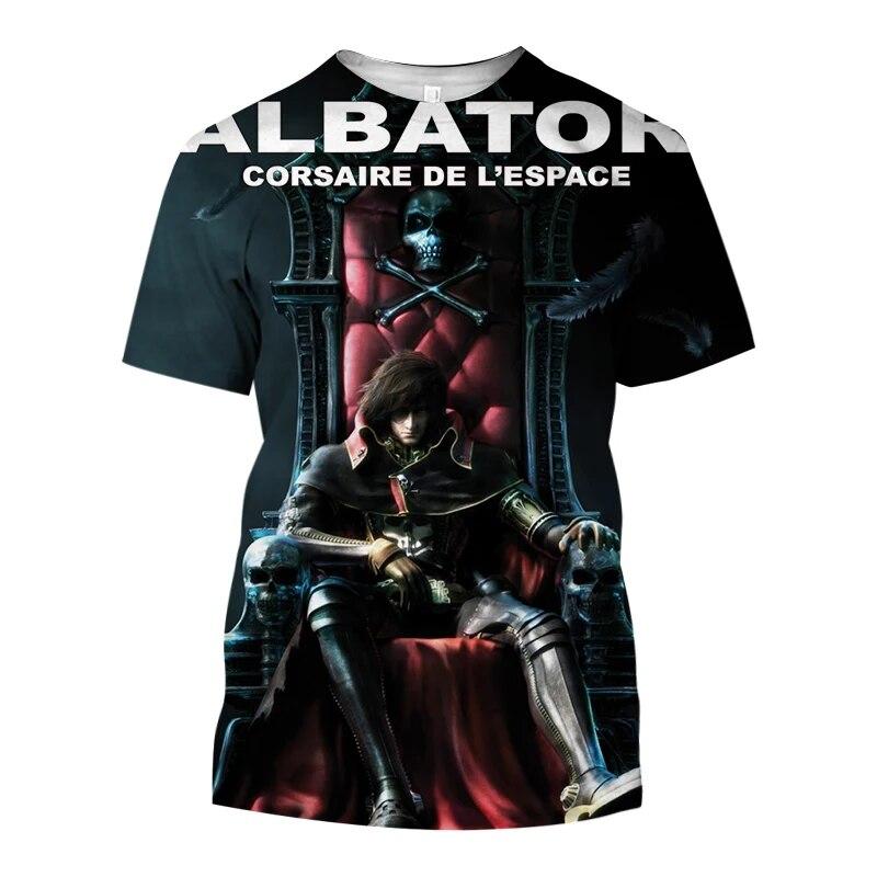 Space Pirate Captain Harlock Albator T-Shirts Anime 3D Print Streetwear Men and Women Casual Fashion Oversize Tees Kids Plus Size Tops