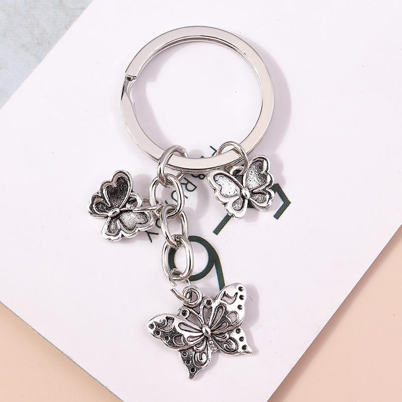 Lovely Alloy Butterfly Keychain Metal Animal Keyring Pendants for Key Holder Handbag Decor Charms DIY Jewlery Gifts