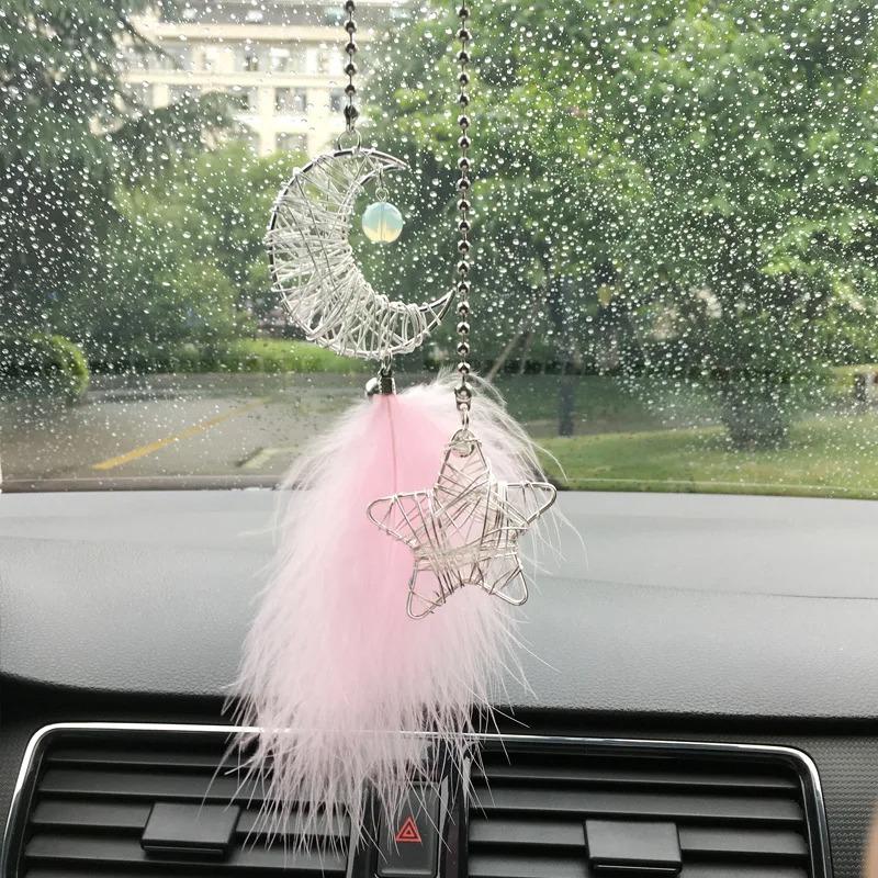 Dream Catcher Car Pendant for Girls Feather Mirror Hanging Pendant Home Decor Lucky Car Ornament Girls Car Interior Accessories