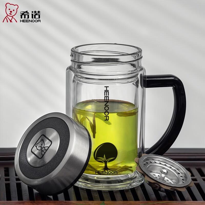 Heenoor Double Wall Glass Tea Cup with Handle