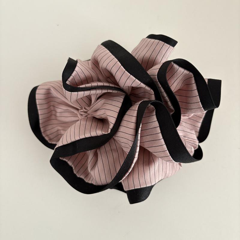 2026 High-End Korean Style Double-Layer Striped Scrunchie - Elegant Hair Accessory for Women розовый