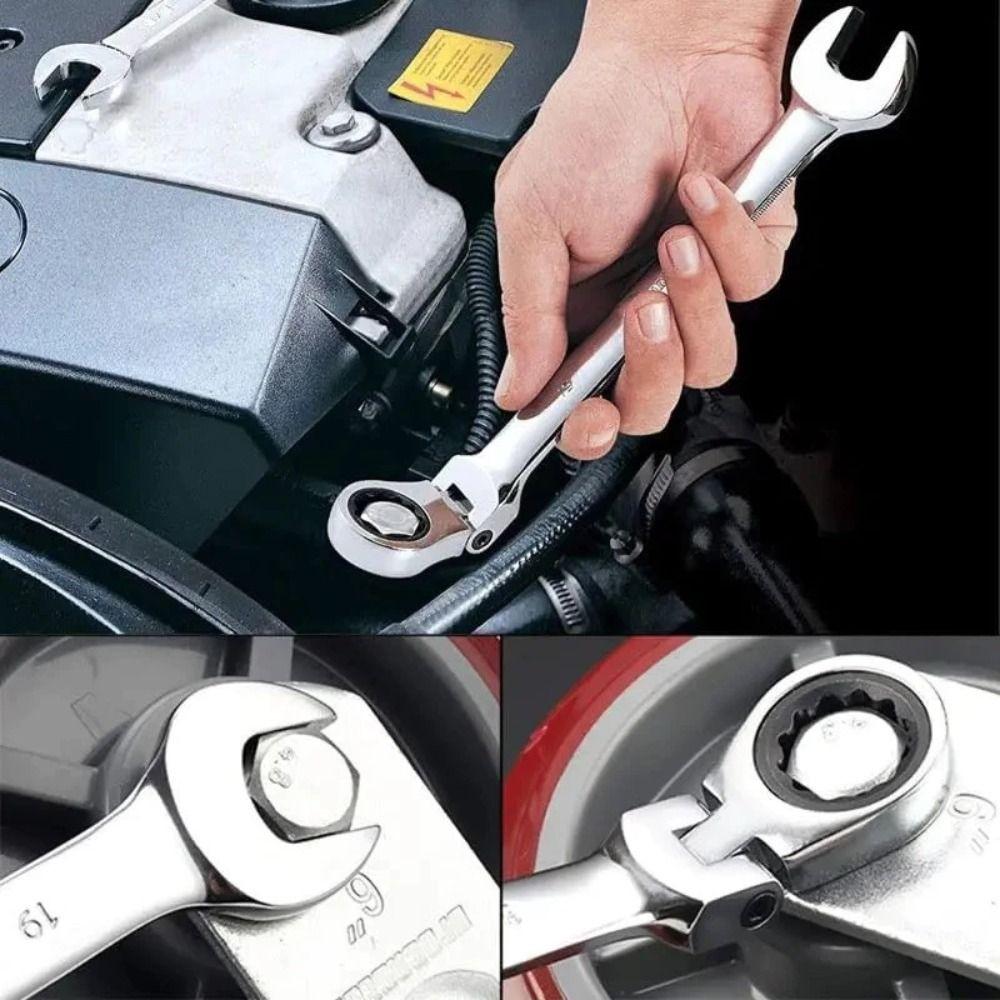 Quick Release Dual Heads Ratchet Wrench Dual Heads Ratcheting Socket Spanner Car Repair Nut Tools