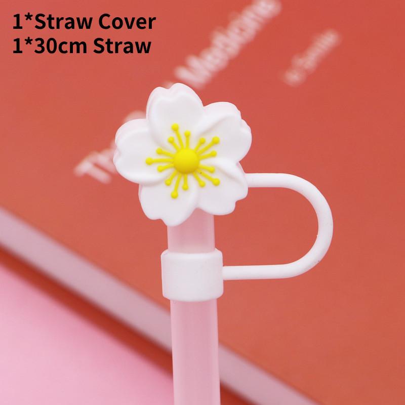 Straw Flower Silicone Cover Straw Cap Dustproof Reusable Stoppers Color Solid
