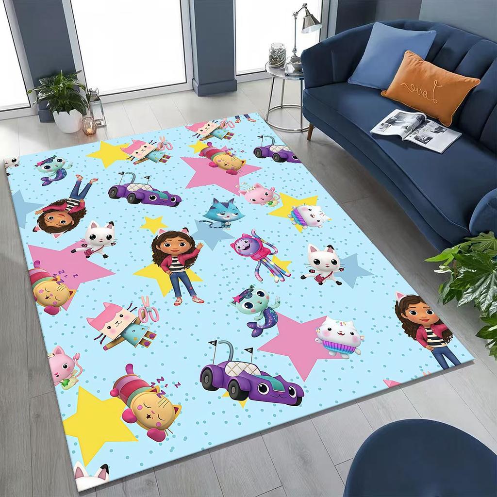 3D kreslený roztomilý Gabiin domeček pro panenky Dívčí dárek Koberec do ložnice obývacího pokoje pohovky Dům Rohožka Dekorace, Velká dětská protiskluzová podlahová rohož