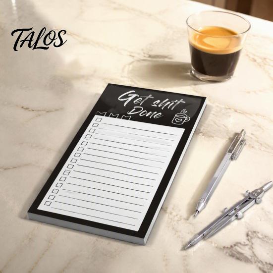 Magnetic Reminder Board List Notepad, Thick Paper Tear-off Checklist Planner, Black Bordered Retro Task Organizer Design for Grocery Shopping