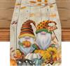 Wood Grain Gnomes Pumpkins Sunflower Leaves Fall Table Runner Autumn Thanksgiving Dresser Scarf Decor Kitchen Dining Table Decor