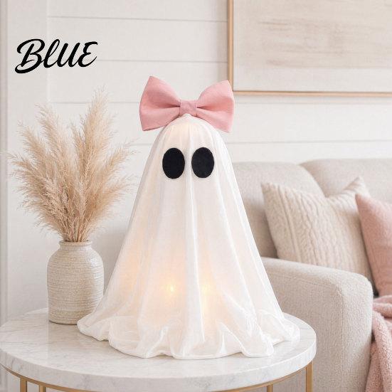 Ghost With Warm LED Lights Decoration Halloween Pink Bow Tabletop Ornament