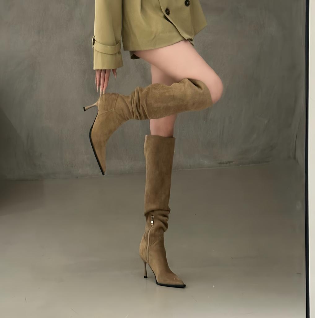 Western boots Women's pointed high heels Skinny boots Skinny heels Wear more Martin boots Long boots Pile boots Pleated boots