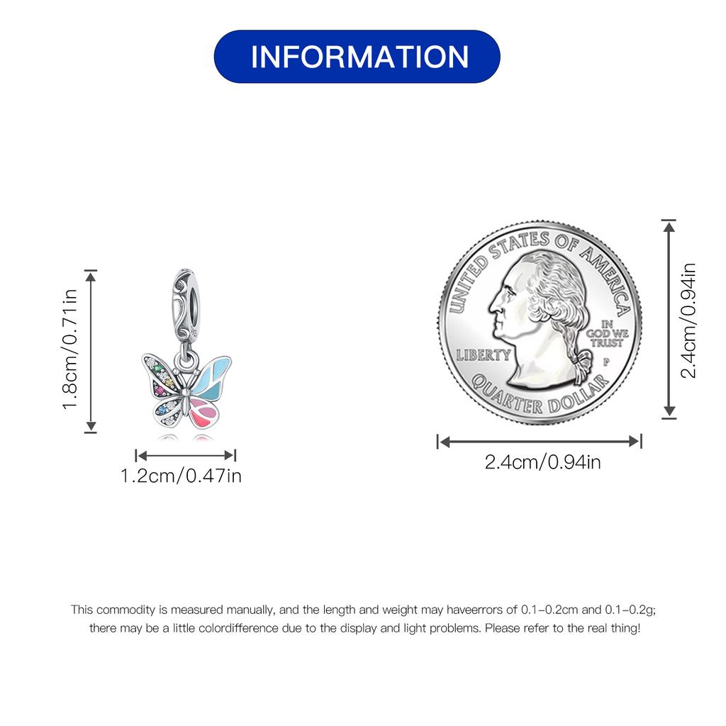 Bead Charms Copper Charm Bead Charms Authentic Colored Butterfly Insect Pendant Bead Charms Compatible With Bracelets Jewellery Diy Women Gift Accesso