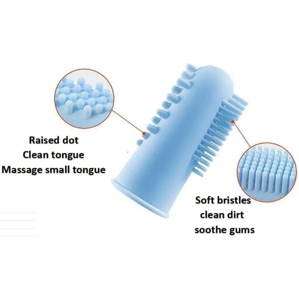Dog Cat Teeth Cleaning Finger Toothbrush for Dogs Cats Teeth with Storage Case | Food Grade Silicone Rubber Bristles