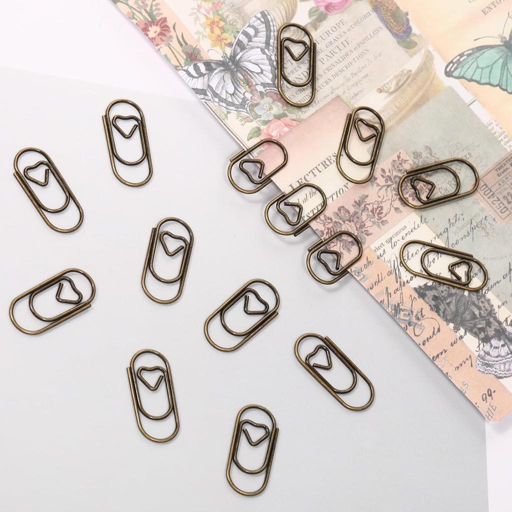 200 Pcs Love Heart Shaped Paper Clips 0.78-inch Small Paper Clip Stainless Steel in Tinplate Paper Clips Holder Cute Mini Paperclips Decorative Paper
