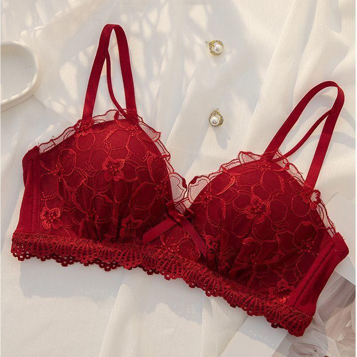 Big Breast Bras Floral Lace Push Up Bras For Women Adjustable Wireless Underwear Female Lingerie Fashion Girls Cute Bras