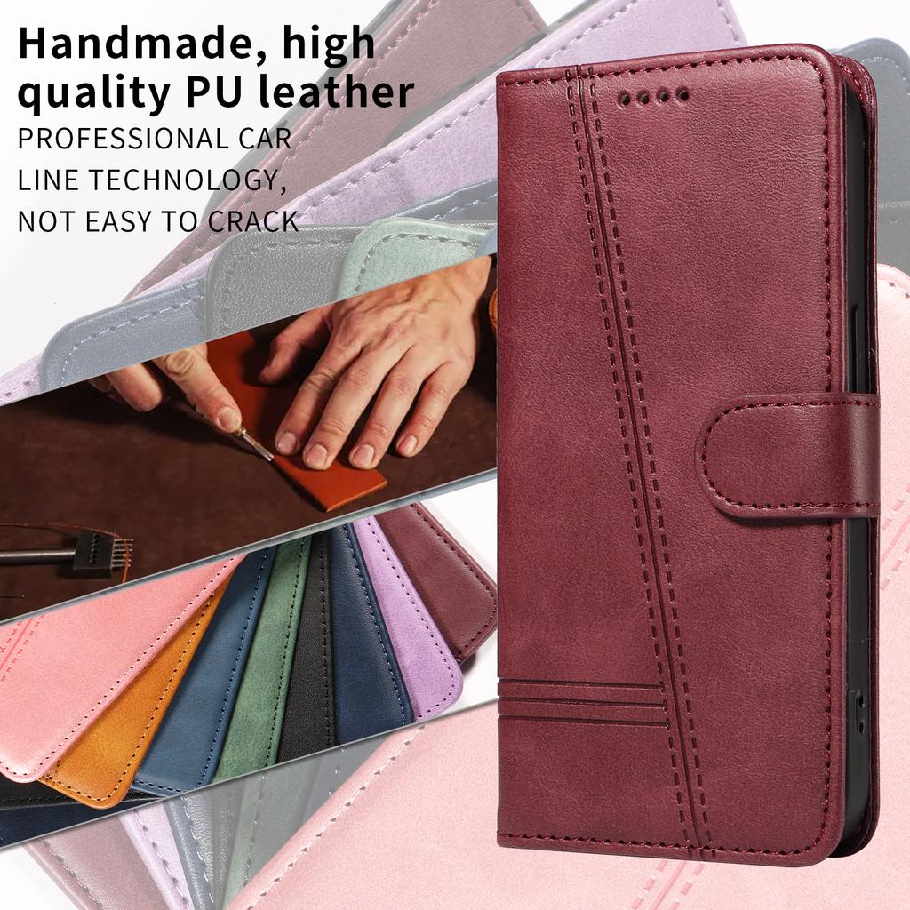 For Honor 600 Lite 5G Leather Wallet Case with Strap Solid Color Phone Stand Cover