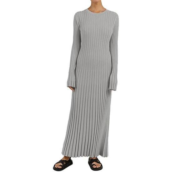 Women Knit Long Dress Autumn Winter Clothes Long Sleeve O Neck Bodycon Dress Party Evening Casual Elegant Dresses Streetwear