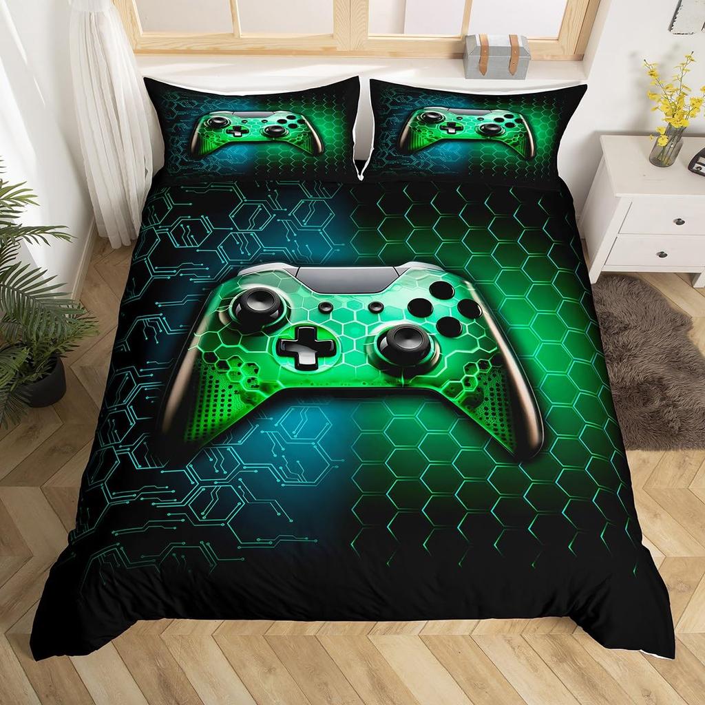 Comforter Boys Gaming King Queen Video Games Gamepad Bedding Set Cool Gamepad Theme Comforter Teens Gamer