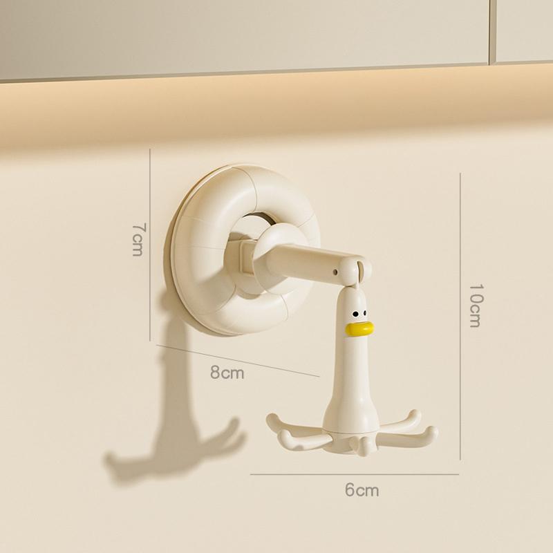 

1Pc Adjustable Utility Hooks With Suction Cup 360Degree Rotating Duck Design Wall Mount Multi-Functional Creative Home Organizer белый
